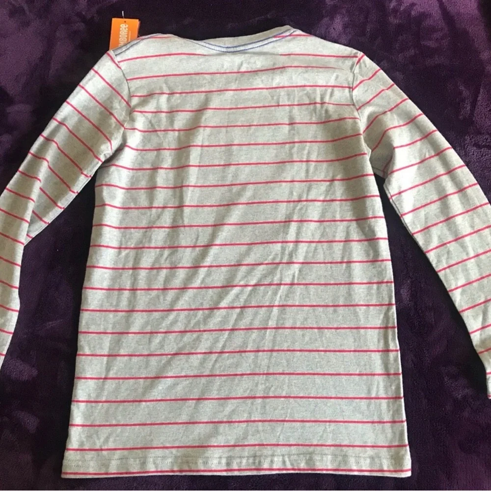 Kids Long Sleeve Grey & Pink Striped Top with London Bus Graphic NWT Size 12